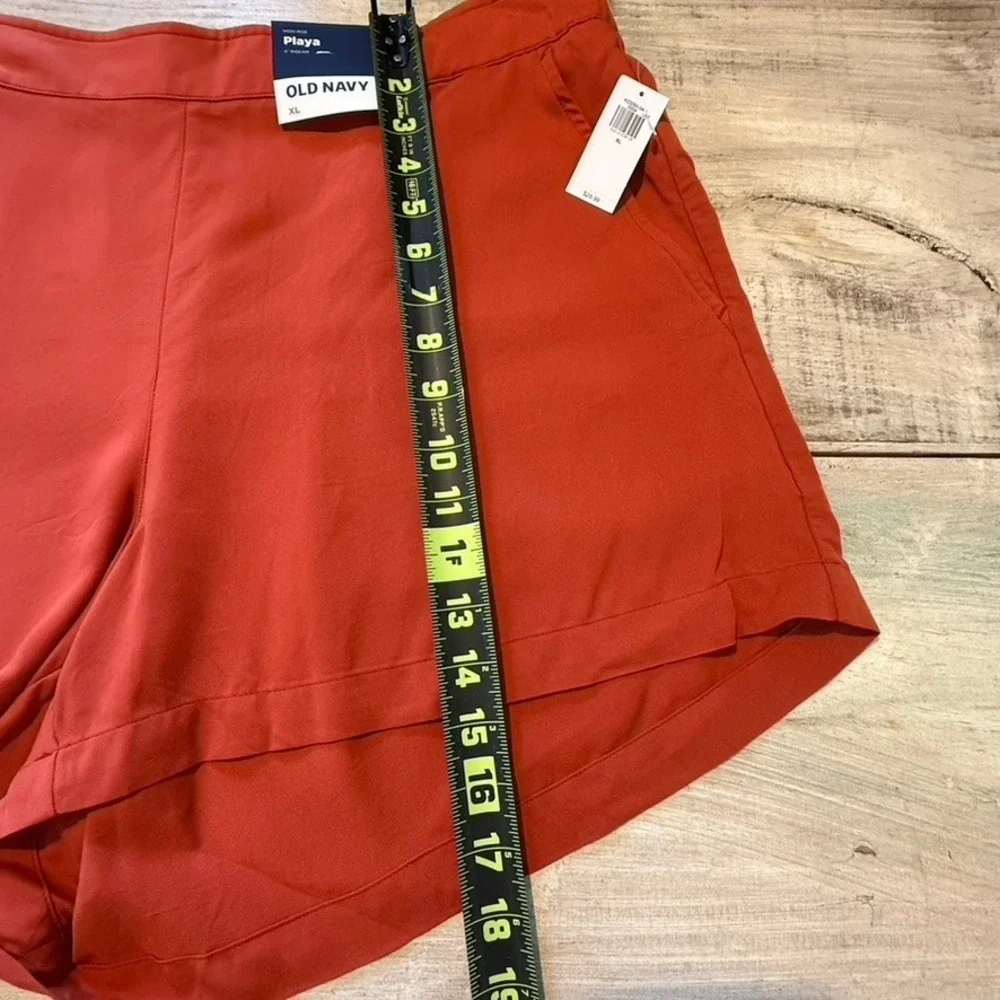 Old Navy Playa High-Rise Shorts XL Burnt Orange 4 Inch Inseam Rayon NWT